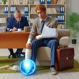 Personal injury lawyer consulting with injured client