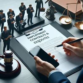 Lawyer explaining employment contract terms to client across a desk