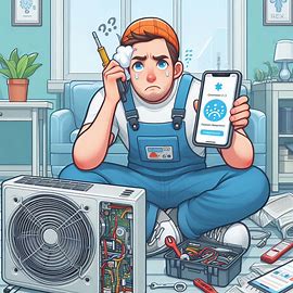 Certified HVAC technician fixing an air conditioner that's not working.